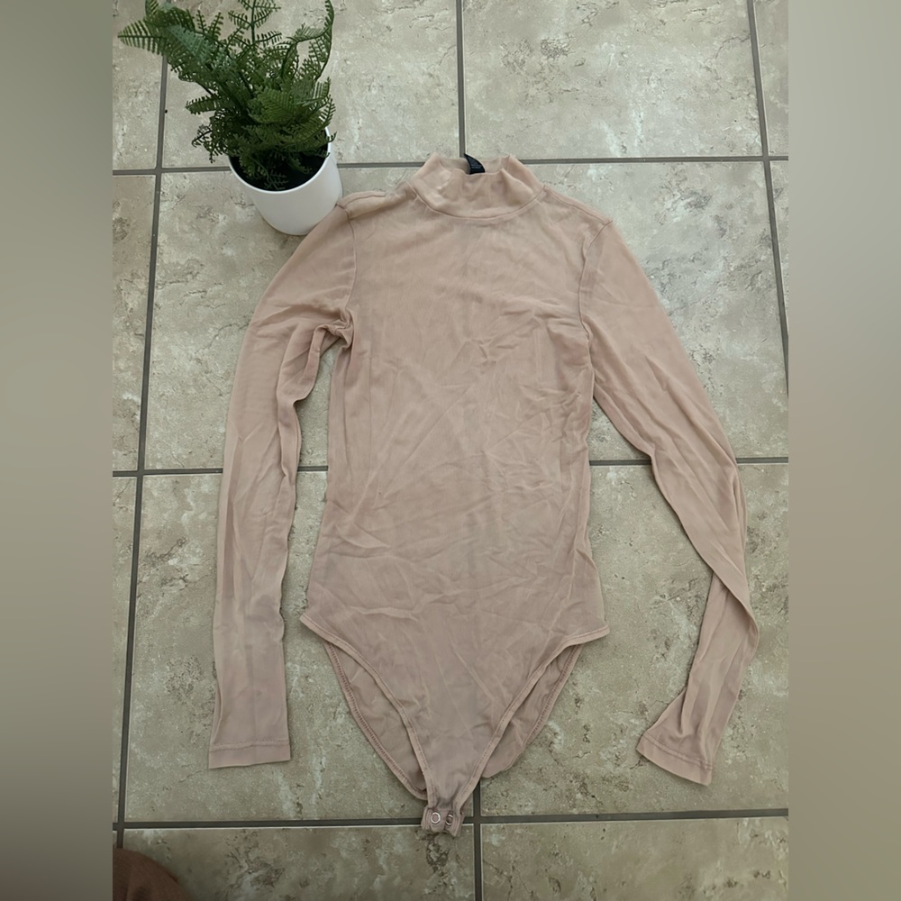 NUDE SHEER HIGH NECK LONG SLEEVE BODYSUIT